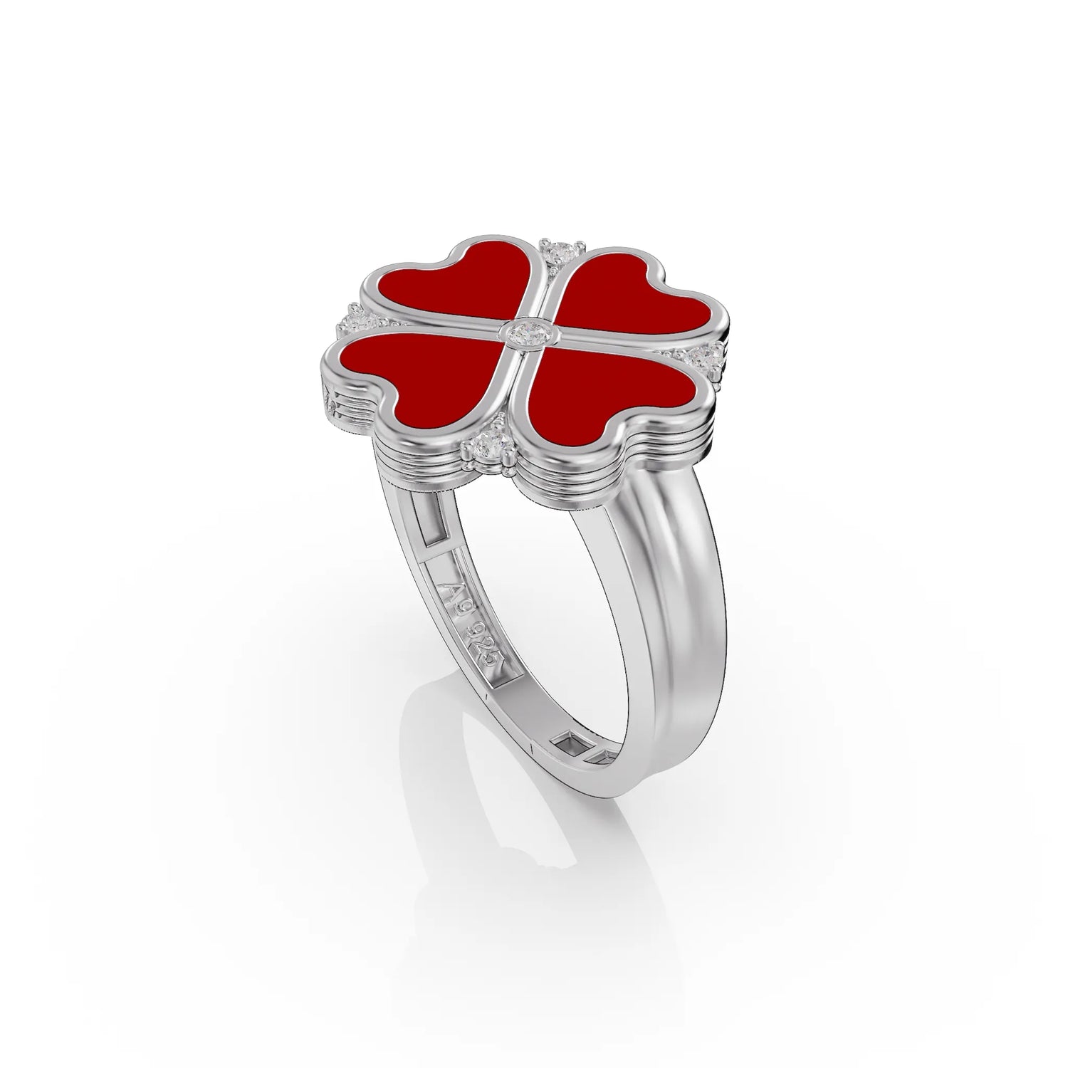 Silver A 4heart Ring